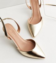 New Look Gold 2 Part Pointed Stiletto Heel Court Shoes